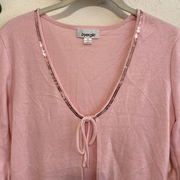 NWT Vintage Y2K Pink Sequined Open-Front Cardigan💕 - Picture 3 of 7